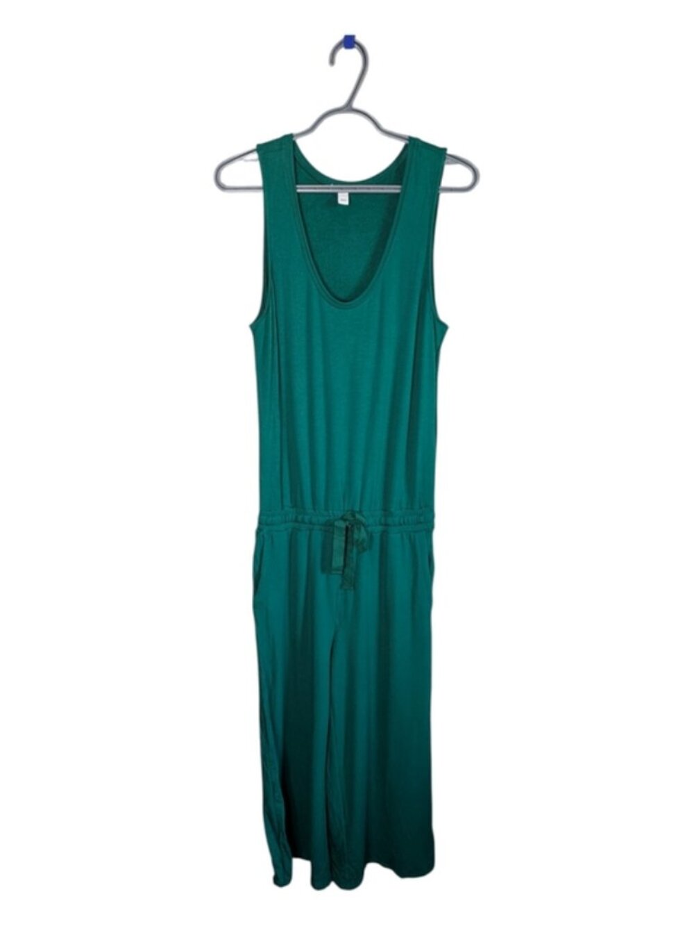 Daily Ritual Supersoft Terry Sleeveless Wide-Leg Cropped Green Jumpsuit Size S